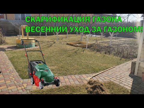 Видео: Вертикуляция/Скарификаций и Подсева газона (2-й сезон). Видео №1 (19.03.2022)