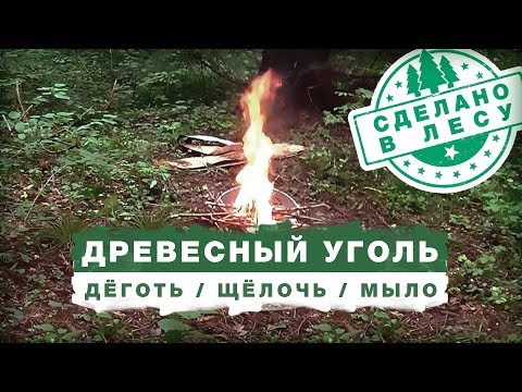 Видео: БУШКРАФТ - Делаем ДЁГОТЬ, ДРЕВЕСНЫЙ УГОЛЬ и МЫЛО в Лесу