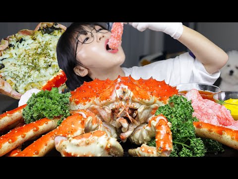 Видео: Гигантский камчатский краб🦀сашими, жареный рис Mukbang ASMR