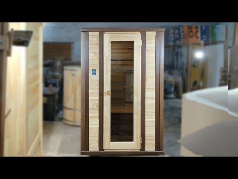 Видео: Двухместная кедровая ИК-сауна с керамическими нагревателями и тонированным в разные цвета фасадом