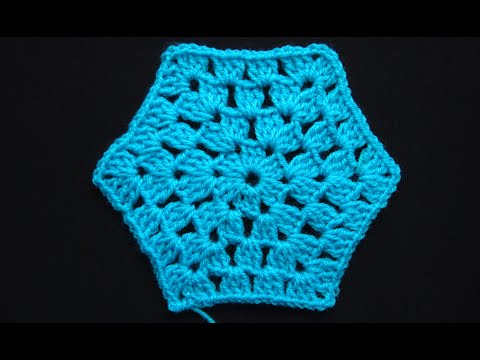 Видео: Шестиугольный мотив крючком. Вязание для начинающих *Hexagonal crochet motif crochet video* Урок 44