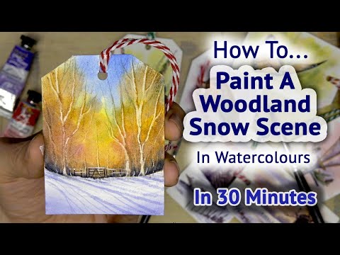 Видео: Демонстрация акварели. Зимний лес.