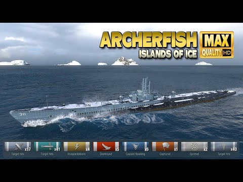 Видео: Подводная лодка «Арчерфиш» с 4,5 тыс. BXP на карте «Острова Льда» — World of Warships