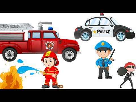 Видео: Детям о Профессиях - Пожарный и Полицейский и другие профессии.   Развивающий мультик игра