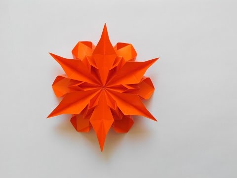 Видео: Цветок Георгин оригами, Dahlia Flower origami