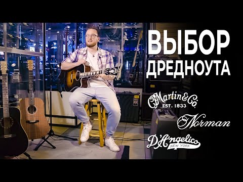 Видео: Гитара за полтинник: сравнение дредноутов D’Angelico, Martin, Norman