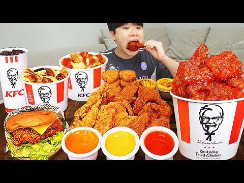 Видео: ASMR MUKBANG | Хрустящая жареная курица KFC, Чизбургер, сырная палочка рецепт ! принимать пищу