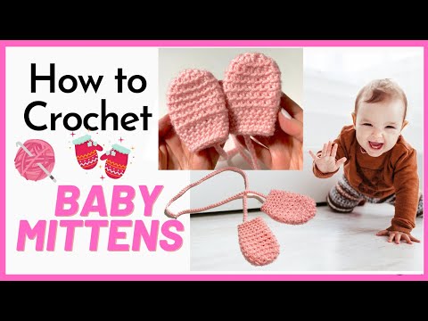 Видео: Научитесь вязать крючком детские варежки (размер 0-6 мес.) // SS248
