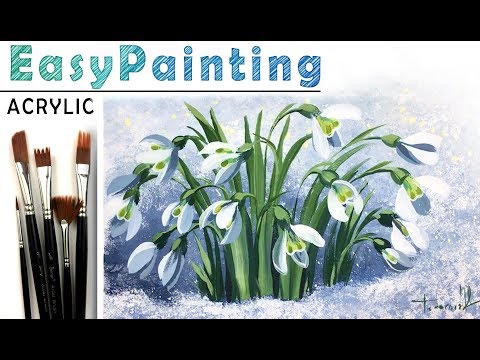 Видео: "Подснежник" Как нарисовать цветы 🎨Урок по АКРИЛУ для начинающих