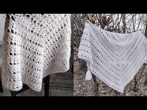Видео: Бактус/Шаль/Платок крючком. Мастер-Класс + Схема. Crochet Baktus/Shawl/Scarf. Tutorial + Chart.