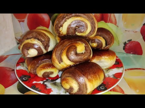 Видео: Булочки Двухцветные Шоколадные с орехами. Красивые и Очень Вкусные