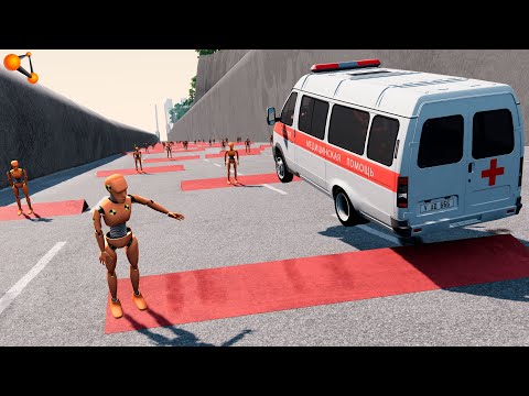 Видео: 100 ЧЕЛОВЕК ПРОТИВ НЕУПРАВЛЯЕМОЙ МАШИНЫ НА СПУСКЕ | BeamNG.drive