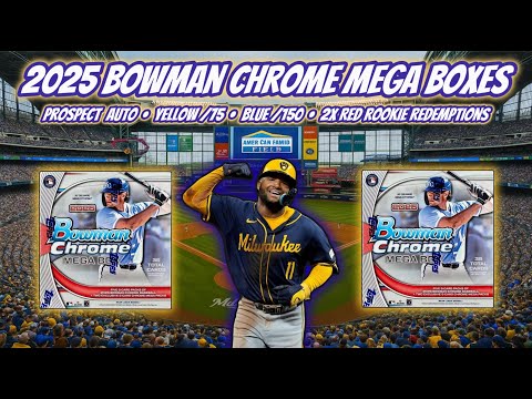 Видео: 2025 Bowman Chrome Mega Boxes X2 Prospect Auto • Желтый /75 • Синий /150 • 2 x Красный Rookie Ree...