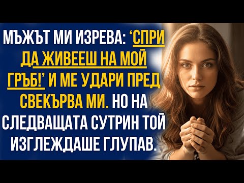 Видео: Мъжът ми изкрещя: ‘Спри да живееш на мой гръб!’ и ме удари… но на сутринта той изглеждаше глупав!