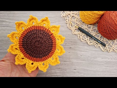 Видео: 🌻 Как связать подставку-подсолнух крючком (Бесплатный шаблон для вязания | Подставка крючком)