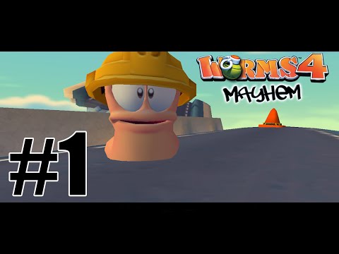 Видео: Worms 4 Mayhem - #1- Черви на стройке