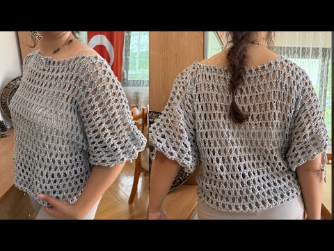 Видео: Изготовление блузки из сетки крючком с блестками и блестками #crochet #diy #blouse