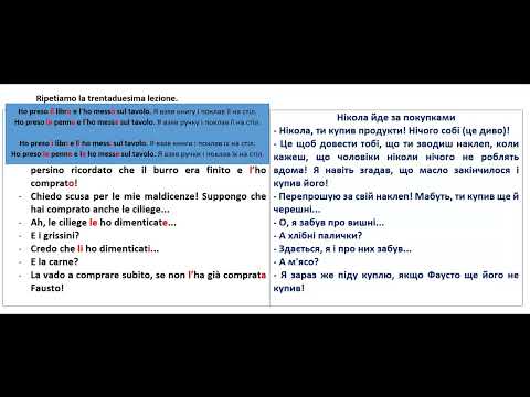 Видео: Італійська мова.Фрагмент з уроку 81-узгодження participio passato з прямим додатком (lo, la, li, le)