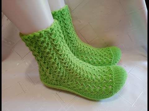 Видео: Плетени Терлици - Чорапи 28 (Knitted Slippers) (Тапочки спицами) (Patik) (Pantufas passo a passo)