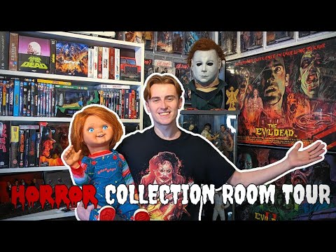 Видео: ЭКСКУРСИЯ ПО КОМНАТЕ КОЛЛЕКЦИИ ФИЛЬМОВ УЖАСОВ 2023! Фигурки, статуи, маски, реквизит и многое дру...