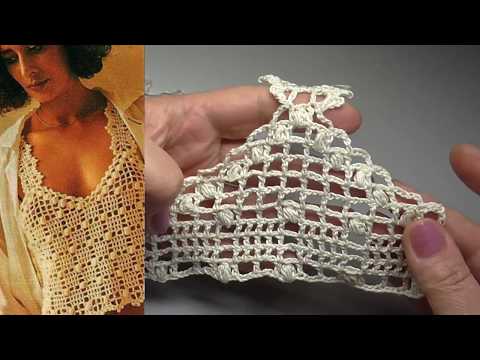 Видео: Летняя майка крючком  филейной сеткой. Узор разбор выкройки