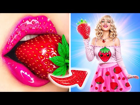 Видео: Преображение одного цвета челлендж! Клубника vs Перец vs Лимон!