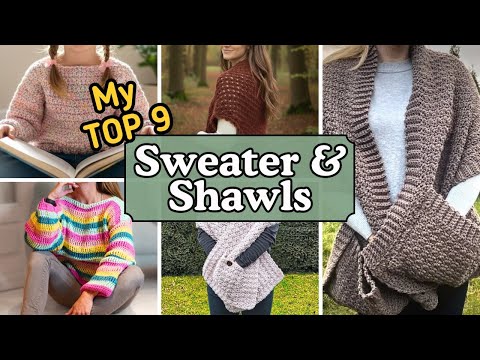 Видео: ЛУЧШИЕ вязаные крючком свитера и шали: мои 9 любимых моделей + схемы и обзор