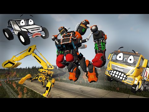 Видео: Что случилось на выставке роботов? Битва роботов-трансформеров! Гоша и Чич приключения машин.