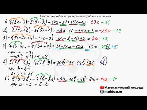 Видео: Раскрытие скобок и приведение подобных слагаемых. 6 класс.