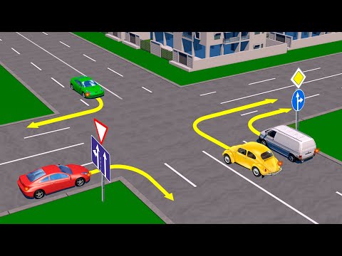 Видео: Кому из водителей разрешен поворот направо?