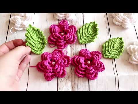 Видео: Цветок с которым справится даже начинающий. Супер легкий 3D цветок крючком.