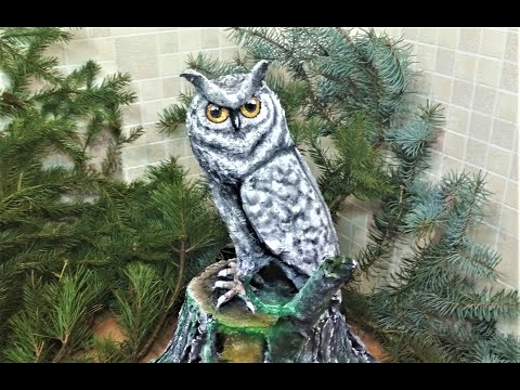Видео: DIY. Сова и пень из цемента и пластиковой бутылки.