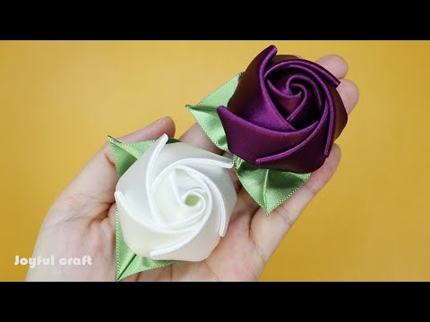 Видео: Сделайте красивые розы из ленты.💖Beautiful satin ribbon rose flower craft