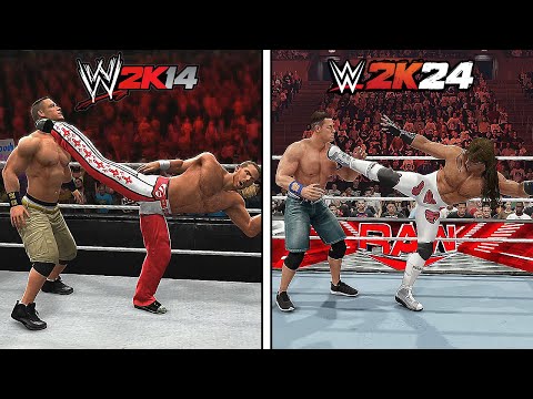 Видео: WWE 2K14 против WWE 2K24 — Сравнение финишеров (Кто лучше?) !!!