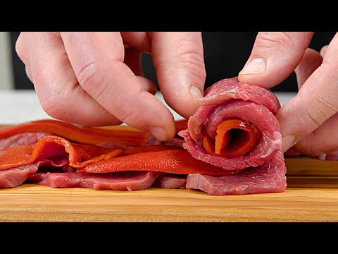 Видео: Букет для Любителей Мяса! Как Красиво Приготовить Мясо в Виде Цветов