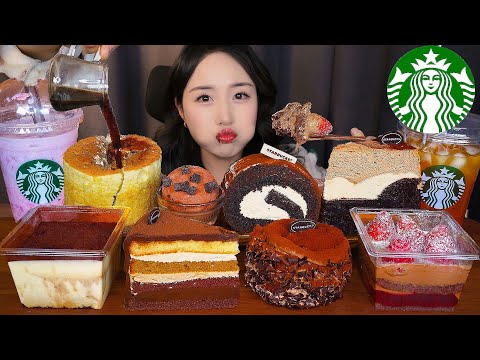 Видео: Десерт Старбакс🍫 Шоколадный Торт & Тирамису АСМР МукбангㅣStarbucks Dessert Chocolate Cake