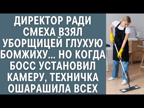 Видео: Директор ради смеха взял уборщицей глухую бомжиху… Но когда установили видеонаблюдние офис вздрогнул