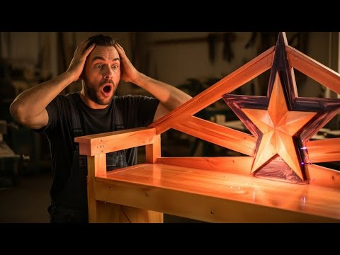 Видео: Он сделал деревянную скамейку (но спинка — огромная ЗВЕЗДА!)