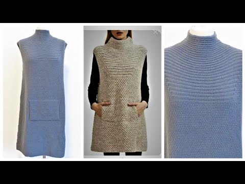 Видео: ПЛАТЬЕ-ТУНИКА СПИЦАМИ ПОДРОБНО. теплое платье спицами. тренды в вязании. kniting