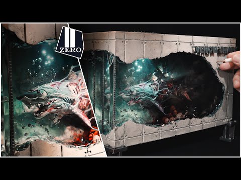 Видео: зараженная симбиотом акула-зомби Веном / диорама / эпоксидная смола / цемент арт