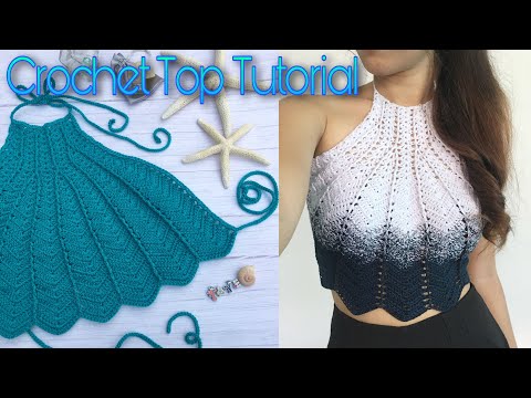 Видео: Урок вязания крючком топа-ракушки с переводами
