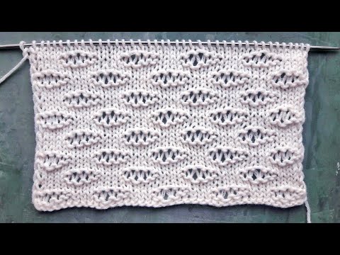 Видео: Ажурный узор Кудрявые облака для вязания детских пледов, свитеров