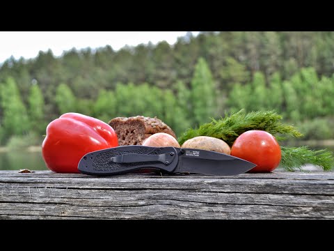 Видео: нож Kershaw Blur BLK кухонный тест / test