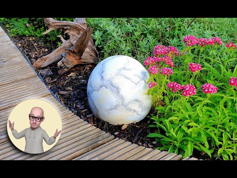 Видео: Как сделать бетонный садовый шар (DIY) Дизайн цементного сада - создайте искусственный мраморный