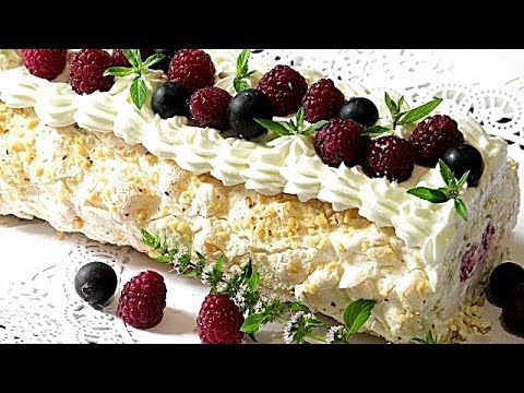 Видео: Меренговый рулет./Meringue roll.  Рецепты от Галины.