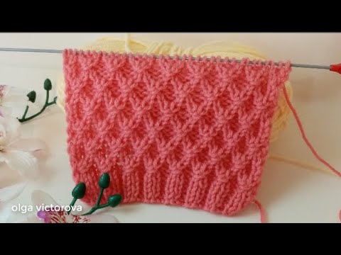 Видео: МИНИАТЮРНЫЕ РЕЛЬЕФНЫЕ РОМБИКИ Рельефный узор спицами  1008 Knitting Pattern
