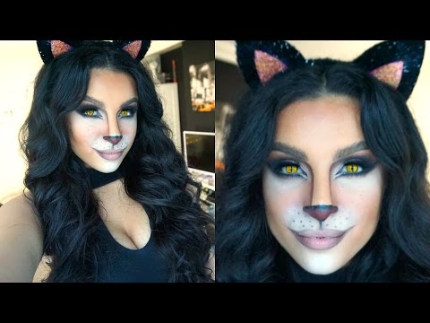 Видео: Урок по созданию гламурного кошачьего макияжа на Хэллоуин | 2015 | Макияж от Лейлы