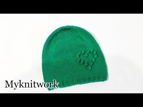 Видео: Шапка с сердечком. Вязание спицами. Tutorial. Часть 2.