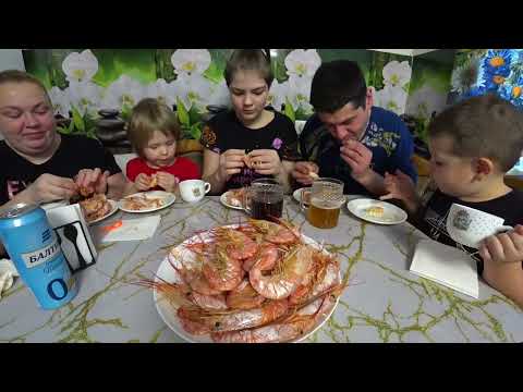 Видео: огромные креветки-лангустины/мукбанг/жизнь в селе навеселе