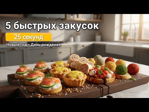 Видео: 5 быстрых праздничных закусок за 25 секунд: День рождения и Новый год